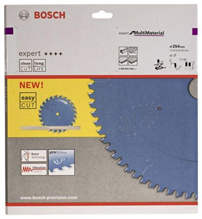 Bosch  Ahşap, Plastik, Alüminyum Testeresi 254*30 mm 80 Diş Expert Multi Material 2608642528